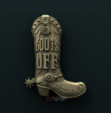 BOOTS OFF SIGN 3D STL 3DWave